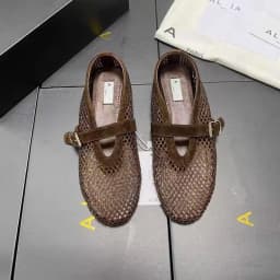 Women Hollow Out Cutout Mary Jane Flats Buckle Strap Breathable Leather Casual Slip On Walking Daily Shoes