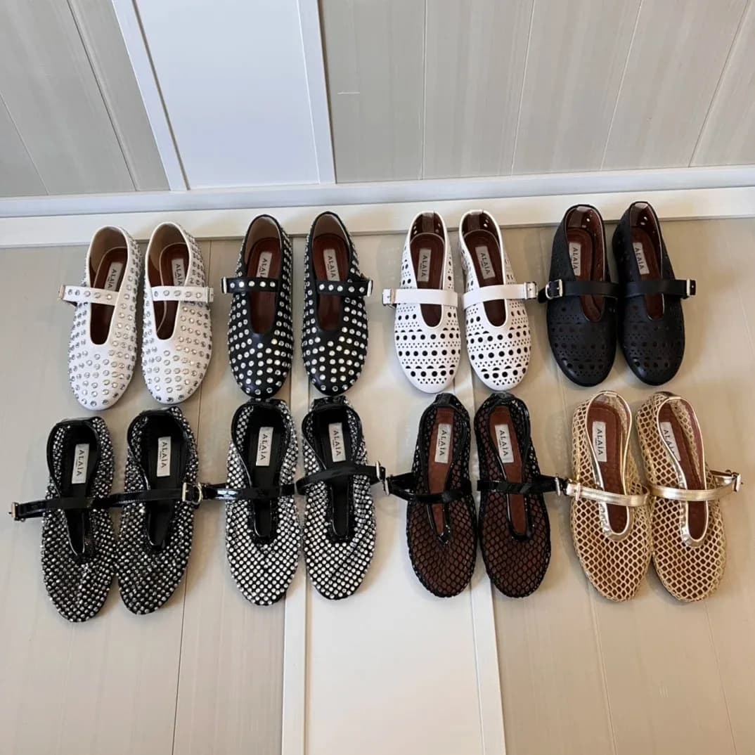 Women Hollow Out Cutout Mary Jane Flats Buckle Strap Breathable Leather Casual Slip On Walking Daily Shoes