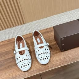 Women Hollow Out Cutout Mary Jane Flats Buckle Strap Breathable Leather Casual Slip On Walking Daily Shoes