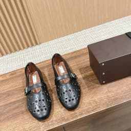 Women Hollow Out Cutout Mary Jane Flats Buckle Strap Breathable Leather Casual Slip On Walking Daily Shoes