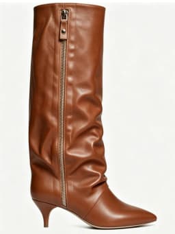 New Autumn and Winter Pointed Low Heel Knee High Women's Boots, Fashionable and Versatile Women's Mid Top Boots
