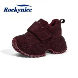 8.5CM Women Full Diamond Thick Soled Casual Shoes New Autumn Bling Rhinestone Chunky Sneakers High Platform Walking Sports Shoes