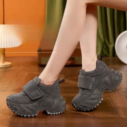 8.5CM Women Full Diamond Thick Soled Casual Shoes New Autumn Bling Rhinestone Chunky Sneakers High Platform Walking Sports Shoes