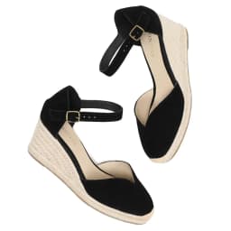 Wedge Heel Shoes Genuine Leather Women's Sandals with Ankle-wrap and 5-8cm for Ladies