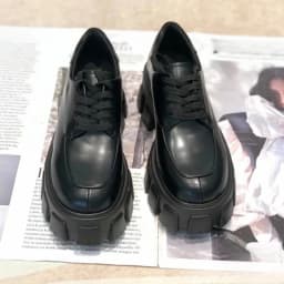 Genuine Leather Loafers Height-increasing Thick-Soled Plus-Size Women's Shoes Autumn British-Style Lace-up Small Leather Shoes