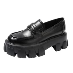 Genuine Leather Loafers Height-increasing Thick-Soled Plus-Size Women's Shoes Autumn British-Style Lace-up Small Leather Shoes
