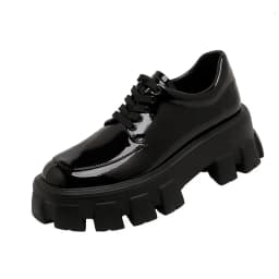 Genuine Leather Loafers Height-increasing Thick-Soled Plus-Size Women's Shoes Autumn British-Style Lace-up Small Leather Shoes