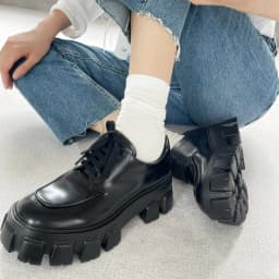 Genuine Leather Loafers Height-increasing Thick-Soled Plus-Size Women's Shoes Autumn British-Style Lace-up Small Leather Shoes
