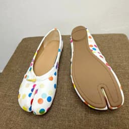 Genuine Leather Split Tabi Toe Ballet Flats Women Chinese Knot Soft Slip On Flat Walking Shoes