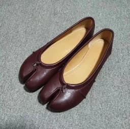 Genuine Leather Split Tabi Toe Ballet Flats Women Chinese Knot Soft Slip On Flat Walking Shoes