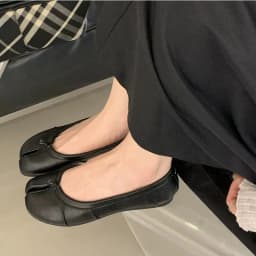 Genuine Leather Split Tabi Toe Ballet Flats Women Chinese Knot Soft Slip On Flat Walking Shoes