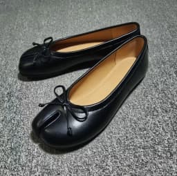 Genuine Leather Split Tabi Toe Ballet Flats Women Chinese Knot Soft Slip On Flat Walking Shoes