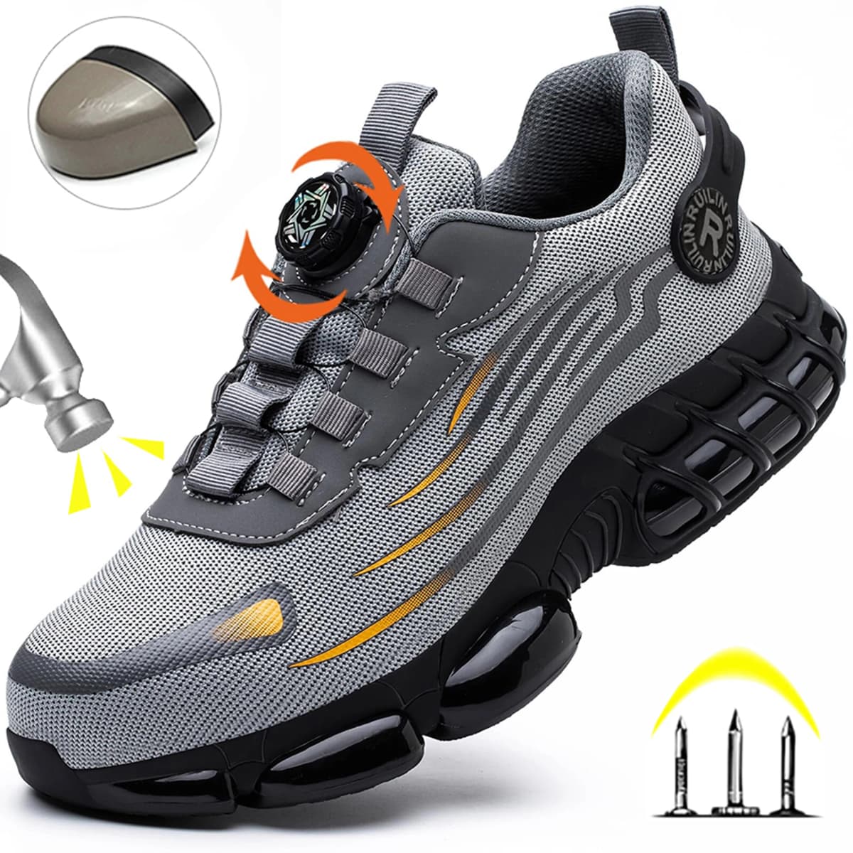 Comfortable Men's Safety Shoes Durable Men's Work Shoes Anti Smash Puncture Proof Factory Grade Outdoor Construction Footwear