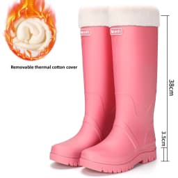 Rain Shoes Women's New Fashion High Tube Water Shoes Outdoor Hiking Non-slip Rain Boots Rubber Shoes Wear-resistant Water Boots