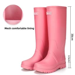 Rain Shoes Women's New Fashion High Tube Water Shoes Outdoor Hiking Non-slip Rain Boots Rubber Shoes Wear-resistant Water Boots