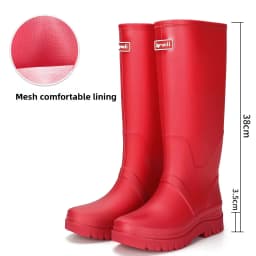 Rain Shoes Women's New Fashion High Tube Water Shoes Outdoor Hiking Non-slip Rain Boots Rubber Shoes Wear-resistant Water Boots