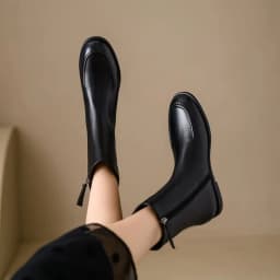 MORAZORA Size 34-43 Flat Boots Women's Genuine Leather Ankle Boots Round Toe Zipper Autumn Winter Fashion Booties Ladies Shoes