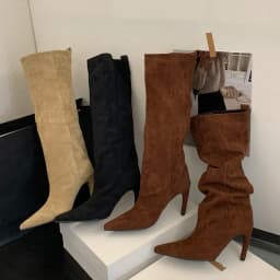Eilyken 2026 New Winter Punk Pointed Toe Knee High Women Boots Thin Heels Shoes Female Vintage Long Booties Zapatos De Muje