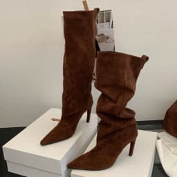 Eilyken 2026 New Winter Punk Pointed Toe Knee High Women Boots Thin Heels Shoes Female Vintage Long Booties Zapatos De Muje