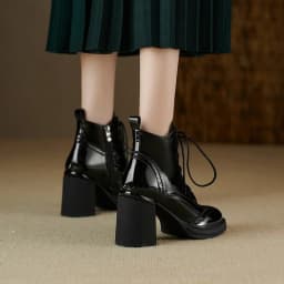 NEW Spring Shoes Women Round Toe Chunky Heel Boots Split Leather Shoes for Women High Heel Platform Boots Elegent Ladies Shoes