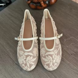 Women's Ballet Flats Ballerina Shoes 2025 Summer New White Mary Jane Comfortable Embroidered Mesh Buckle Strap Elegant