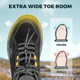 Fittington Hiking Shoes Wide Toe Box Waterproof Low-top Trekking Shoes for Men Non-Slip Quick Wear Sports Sneakers Large Size