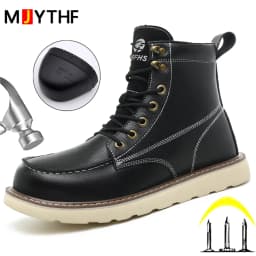High-Quality Work Boots Safety Shoes Men Waterproof Leather Shoes Ankle Boots Steel Toe Shoes Puncture-Proof Protection Shoes