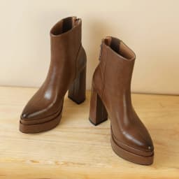 MILI-MIYA Fashion Pointed Toe Women Full Genuine Leather Ankle Boots Solid Color Thick Heels Zippers Dress Party Shoes For Lady