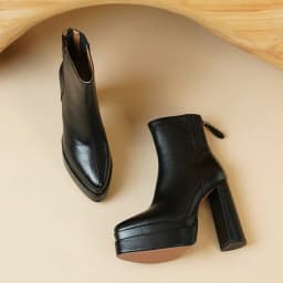 MILI-MIYA Fashion Pointed Toe Women Full Genuine Leather Ankle Boots Solid Color Thick Heels Zippers Dress Party Shoes For Lady