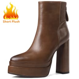MILI-MIYA Fashion Pointed Toe Women Full Genuine Leather Ankle Boots Solid Color Thick Heels Zippers Dress Party Shoes For Lady