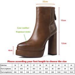 MILI-MIYA Fashion Pointed Toe Women Full Genuine Leather Ankle Boots Solid Color Thick Heels Zippers Dress Party Shoes For Lady