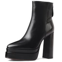 MILI-MIYA Fashion Pointed Toe Women Full Genuine Leather Ankle Boots Solid Color Thick Heels Zippers Dress Party Shoes For Lady