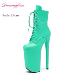 New Black Sexy 23Cm/9Inchs High Heels Platform Stripper Ankle Boots Knight Female High Pole Dance Shoes Women Fast Shipping