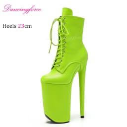 New Black Sexy 23Cm/9Inchs High Heels Platform Stripper Ankle Boots Knight Female High Pole Dance Shoes Women Fast Shipping