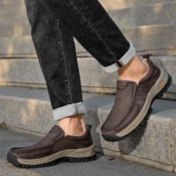 Brand Men Shoes High Quality Genuine Leather Men's Casual Shoes Slip On Comfort Business Man Flats Shoes Outdoor Men Work Shoes