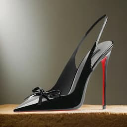 Black New Patent Leather Pointed Small Bow Back Empty Style Plus Size Socialite High-Heeled Sandals Single Shoe