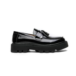 Large size glossy gentleman breathable leather shoes for formal wear, round toe thick soled high rise men's loafers