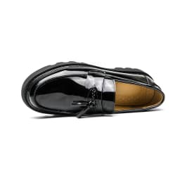 Large size glossy gentleman breathable leather shoes for formal wear, round toe thick soled high rise men's loafers
