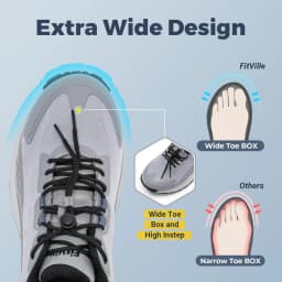FitVille Wide Width Men'S Sneakers Non-Slip Comfortable Trekking Hiking Walking Shoes For Outdoor Shoe With Arch Support