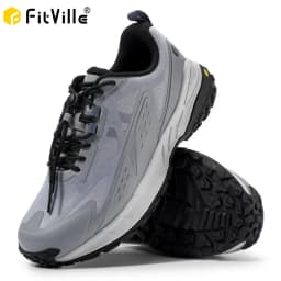 FitVille Wide Width Men'S Sneakers Non-Slip Comfortable Trekking Hiking Walking Shoes For Outdoor Shoe With Arch Support