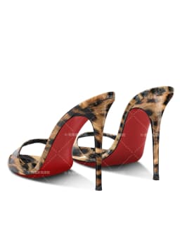 Ultra fine heel slippers, new leopard print pointed high heels for women with exposed toes, half drag minimalist sandals