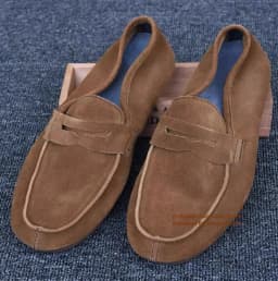 Brown Suede Slip On Men's Loafers Genuine Leather British Style Soft Leather Soft Sole Casual Suede Shoes Trendy Men's Shoes