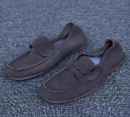 Brown Suede Slip On Men's Loafers Genuine Leather British Style Soft Leather Soft Sole Casual Suede Shoes Trendy Men's Shoes
