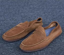 Brown Suede Slip On Men's Loafers Genuine Leather British Style Soft Leather Soft Sole Casual Suede Shoes Trendy Men's Shoes