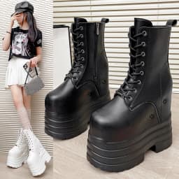 Ultra high heels ~ 24cm height-increasing boots for women,new large-size short boots,thick-soled cosplay height-increasing shoes
