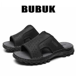 Bubuk Men's Sports Shoes and Beach Shoes, Genuine Leather Slippers with a Comfortable Open-Toe Design, Suitable for Indoor and Outdoor Casual Wear, Outdoor Casual Sandals Made from Top-Quality Cowhide