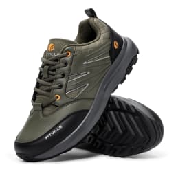 FitVille Wide Men's Shoes Hiking Waterproof Outdoor Work Trekking Trails Sneakers with Arch Support for Heel Pain Relief