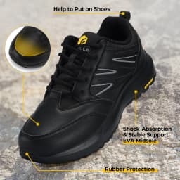 FitVille Wide Men's Shoes Hiking Waterproof Outdoor Work Trekking Trails Sneakers with Arch Support for Heel Pain Relief