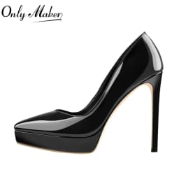 Onlymaker Women Platform Stiletto High Heels Pumps Pointed Toe Slip On Work Party Dress Plus Size Shoes