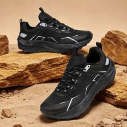 Men Sneakers Trail Running Shoes Breathable Mesh Chunky Sole Lace Up Outdoor Athletic Footwear Casual Walking Shoes